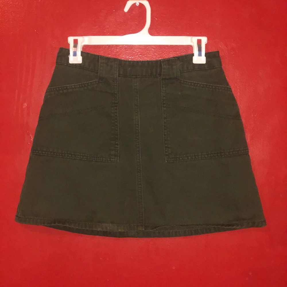 Green denim mini skirt